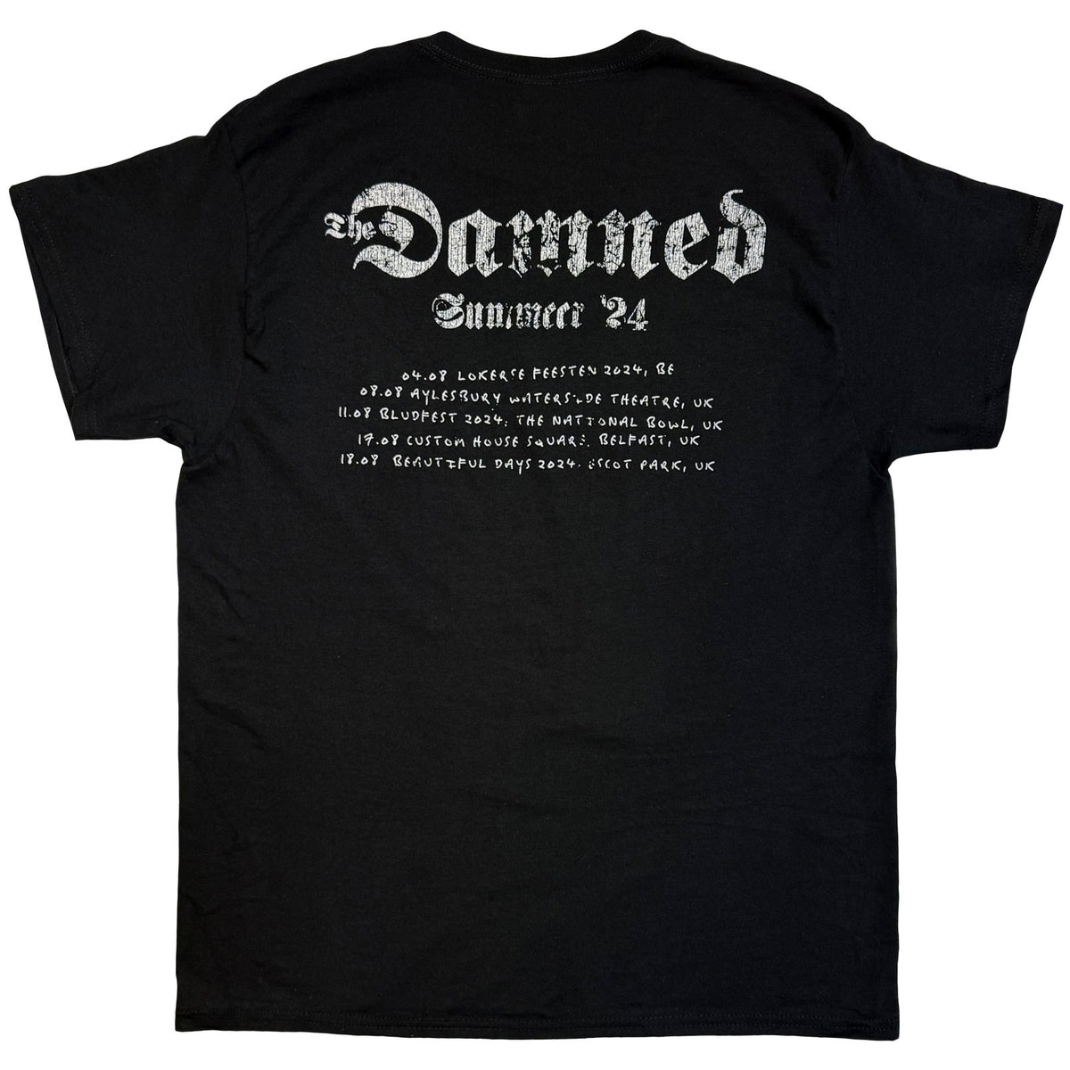 The Damned Unisex T-Shirt: Photo EU Tour Summer 24 (Black) (Back Print) (Ex-Tour)