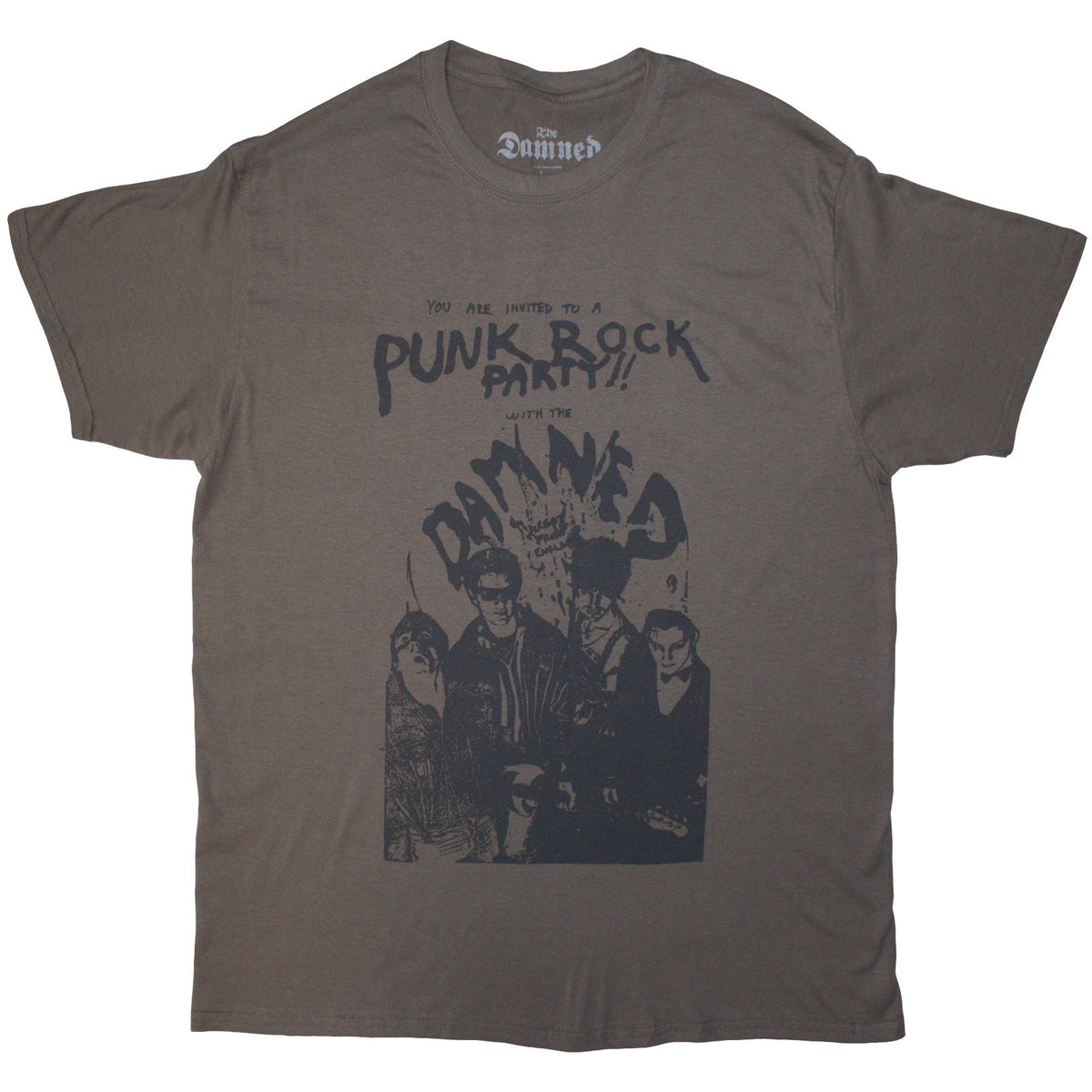 The Damned Unisex T-Shirt: Party Flyer (Grey)
