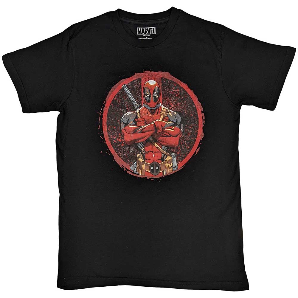 Marvel Comics Unisex T-Shirt: Deadpool Arms Crossed (Black)