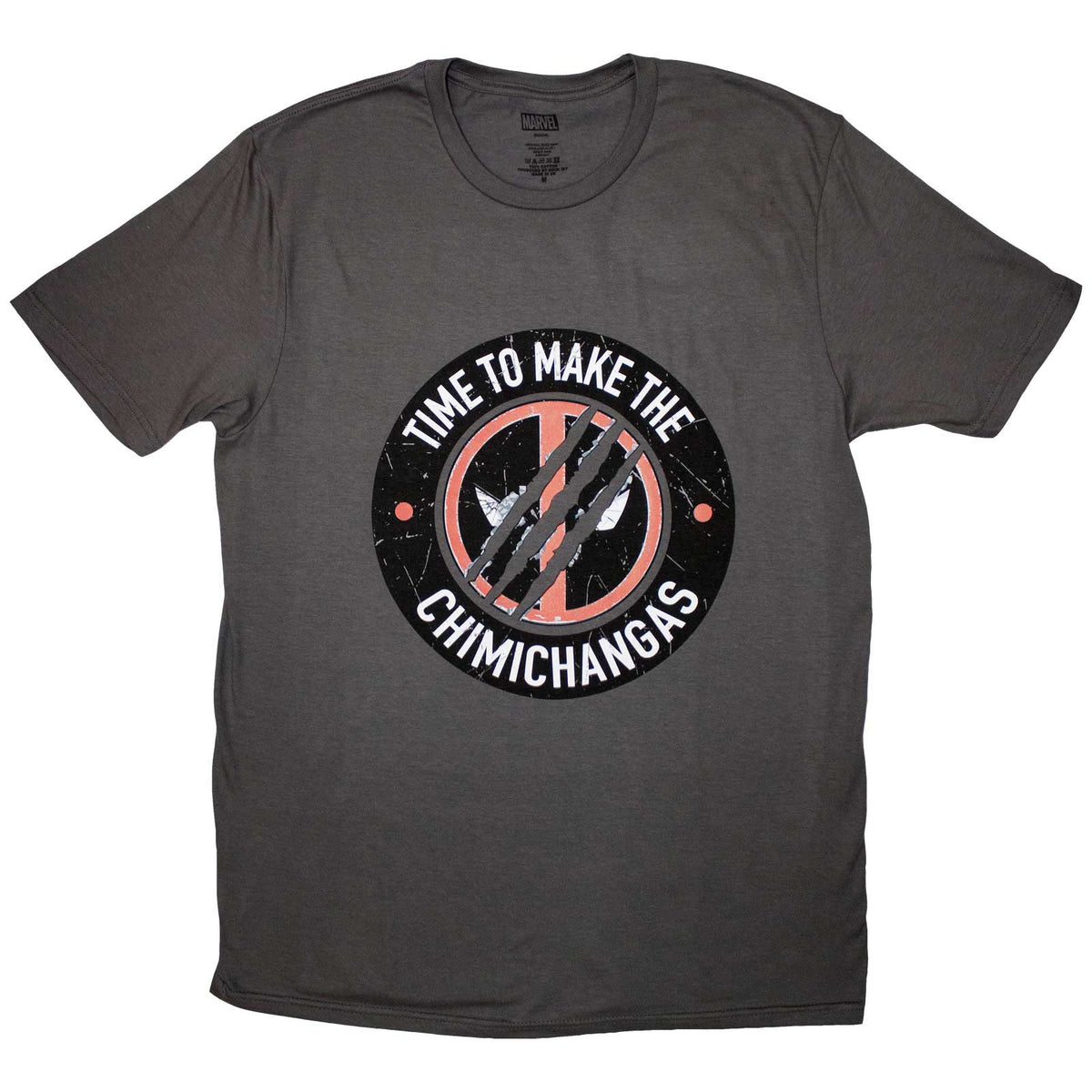 Marvel Comics Unisex T-Shirt: Deadpool Chimichanga (Charcoal Grey)