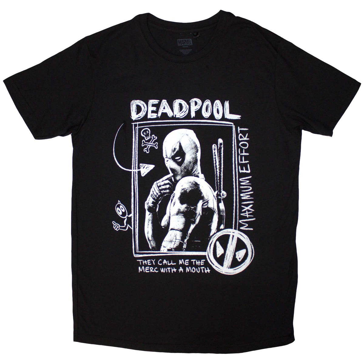 Marvel Comics Unisex T-Shirt: Deadpool Merc With A Mouth Max Effort (Black)