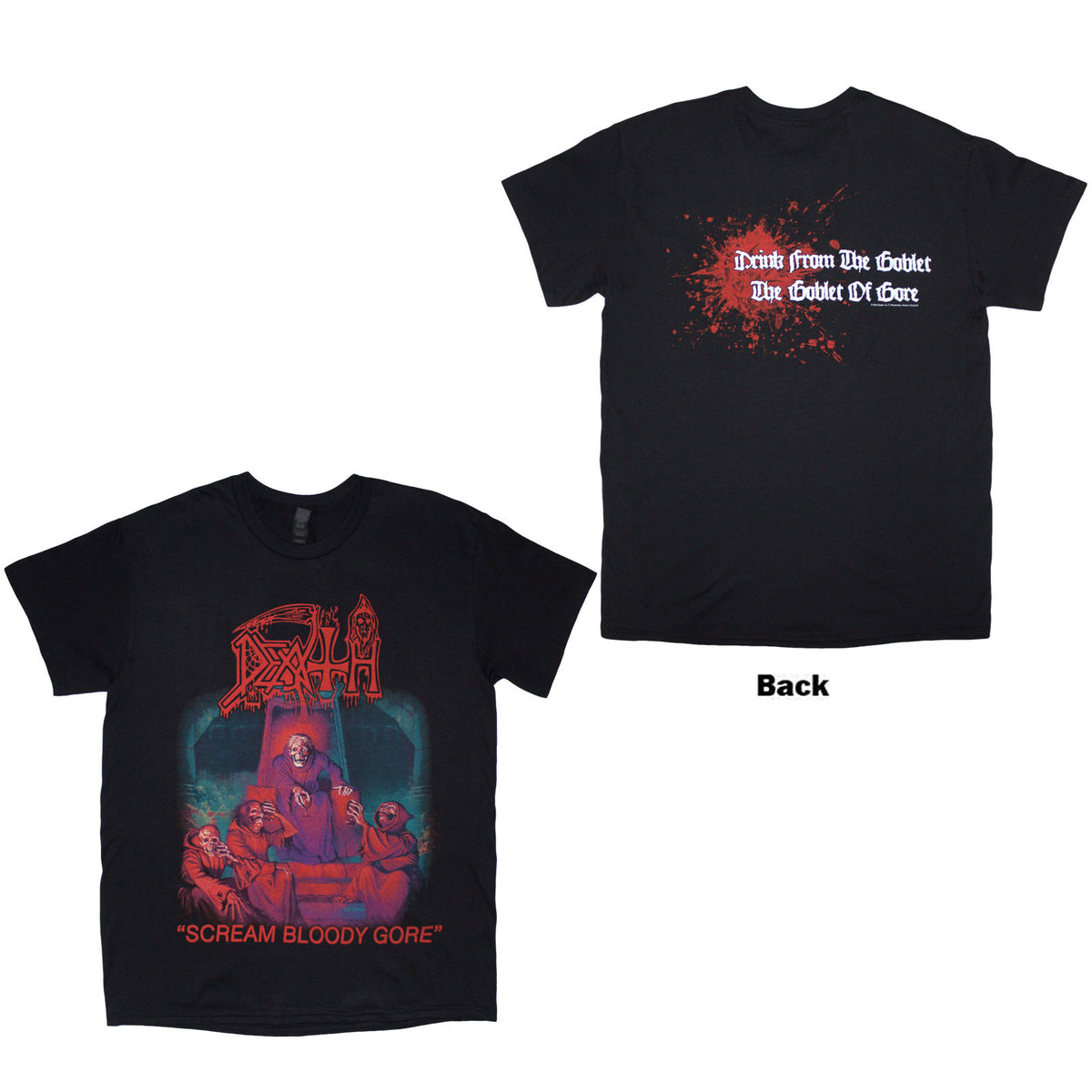 Death Unisex T-Shirt: Scream Bloody Gore (Black) (Back Print)