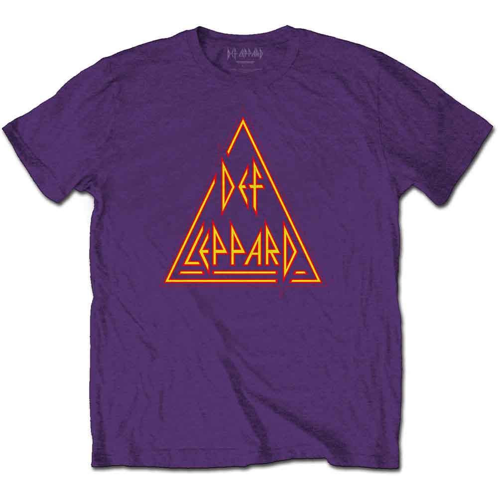 Def Leppard Unisex T-Shirt: Classic Triangle Logo (Purple)