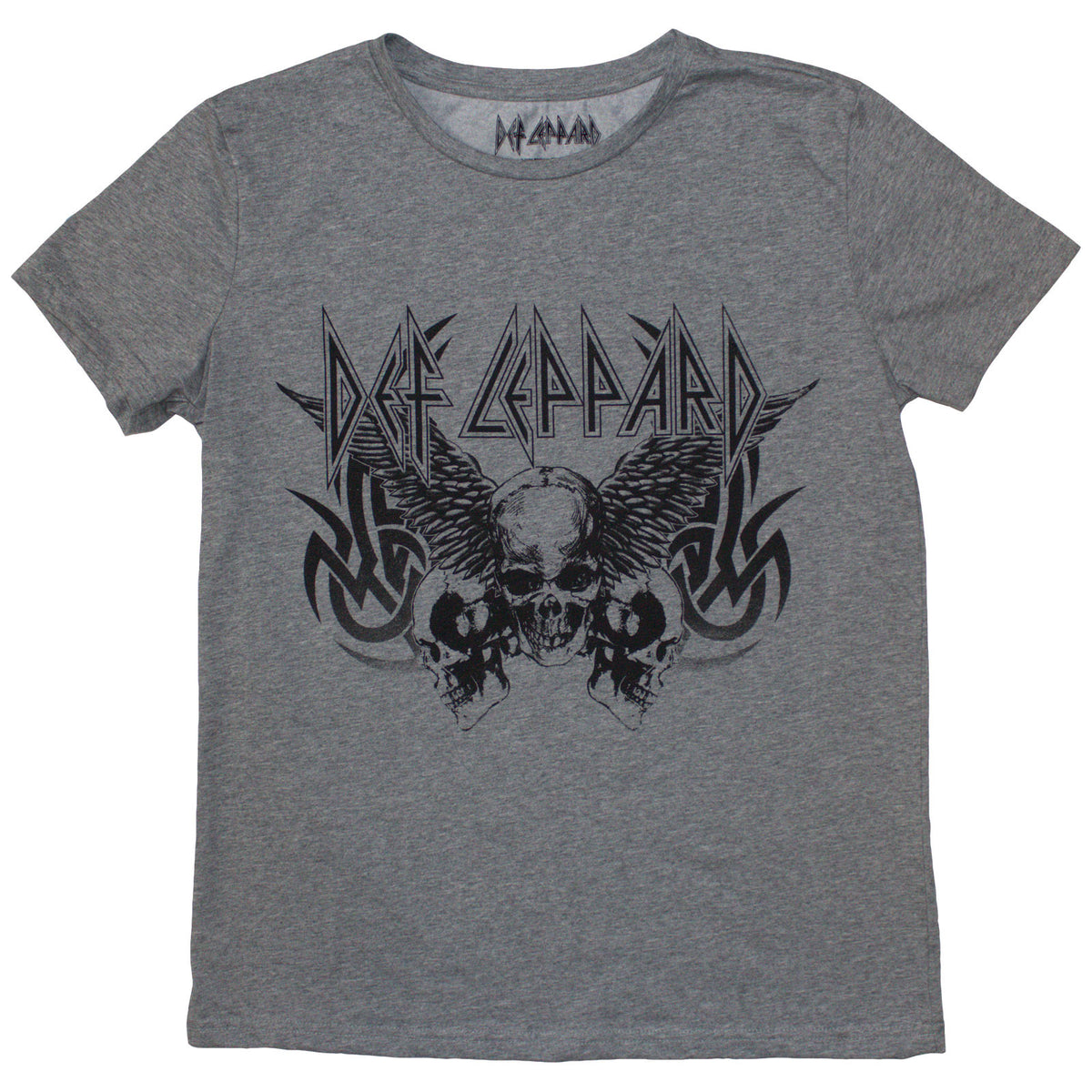 Def Leppard Ladies T-Shirt: Tribal Skull (Grey)