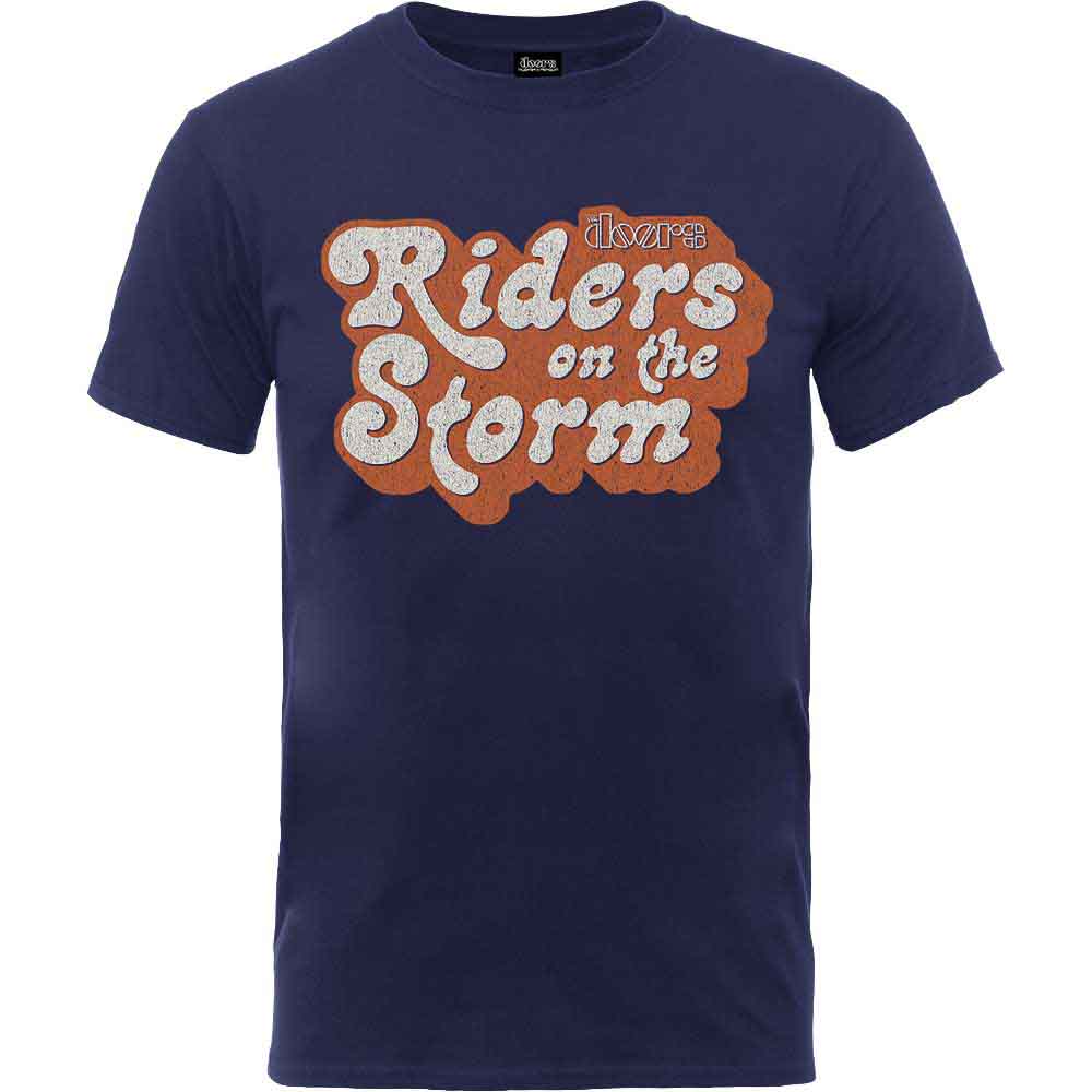 The Doors Unisex T-Shirt: Riders on the Storm Logo (Navy Blue)