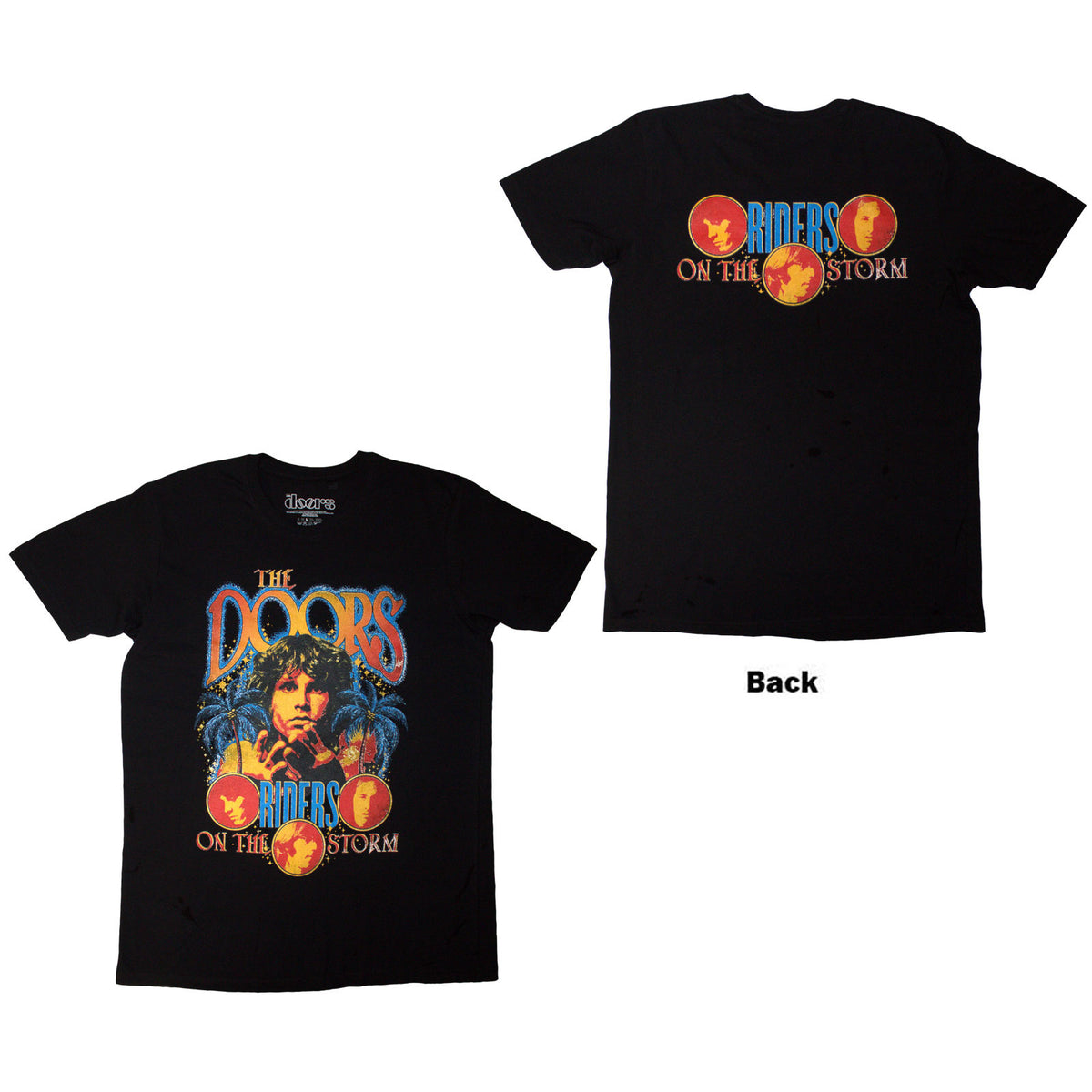 The Doors Unisex T-Shirt: Riders On The Storm (Black) (Back Print)