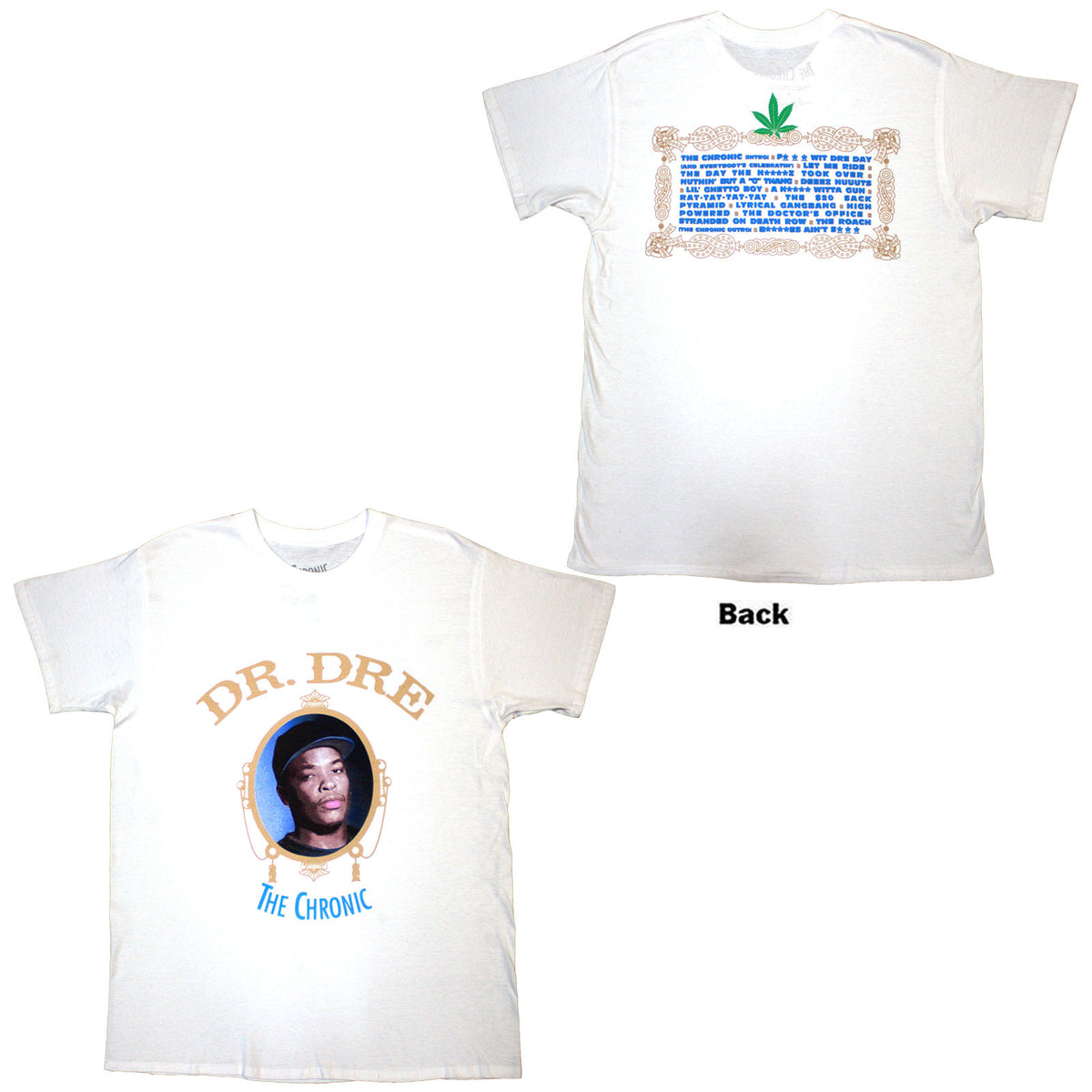 Dr. Dre Unisex T-Shirt: The Chronic (White) (Back Print)