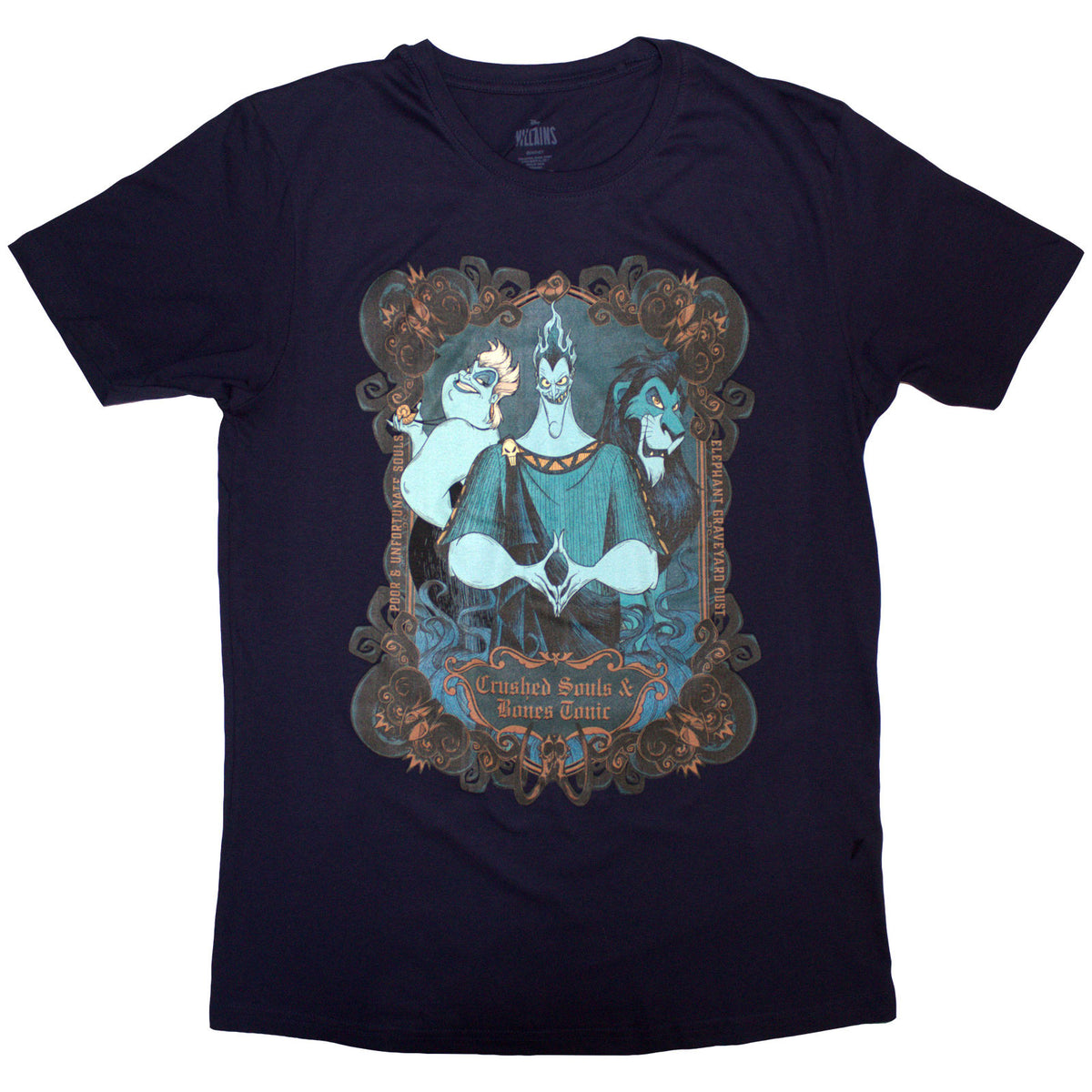 Disney Unisex T-Shirt: Villains Crushed Souls (Navy Blue)