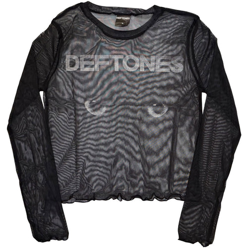 Deftones: Sphynx Ladies Long Sleeve Mesh Crop Top (Black)