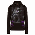 Spiral Ladies Ripped Pullover Hoodie: Cattitude (Black & Purple)