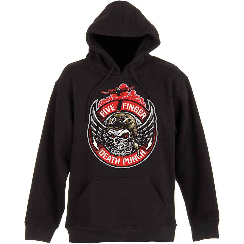 Five Finger Death Punch Unisex Pullover Hoodie: Bomber Patch (Black)