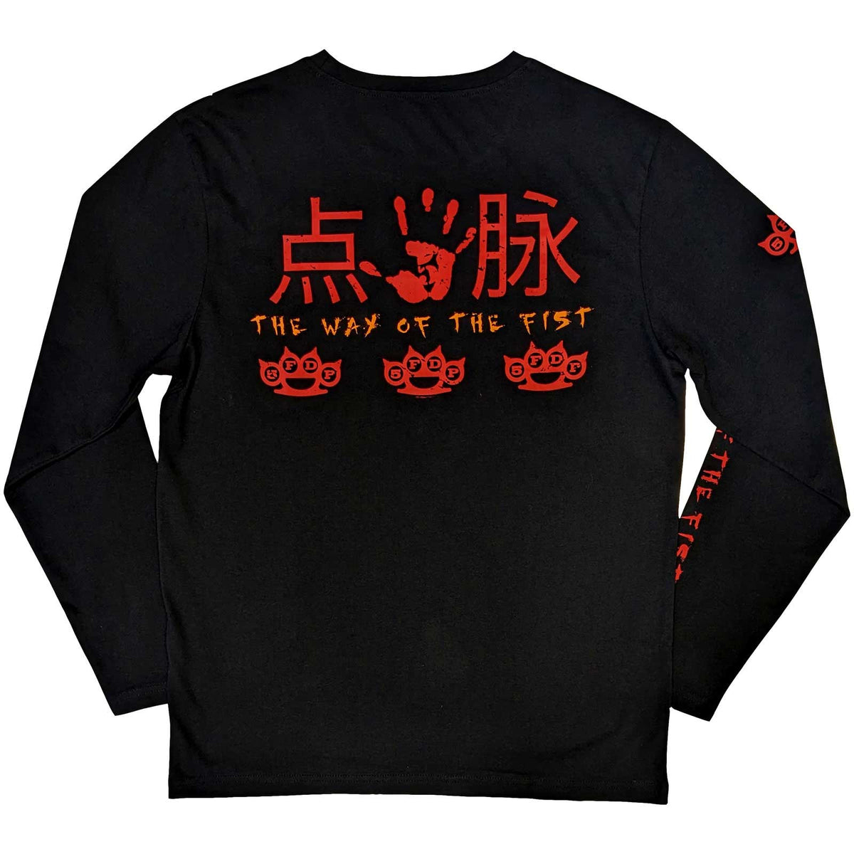 Five Finger Death Punch Unisex Long Sleeve T-Shirt: The Way Of The Fist (Black) (Back & Sleeve Print)