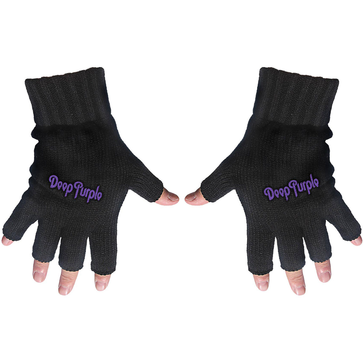 Deep Purple Unisex Fingerless Gloves: Logo (Black)
