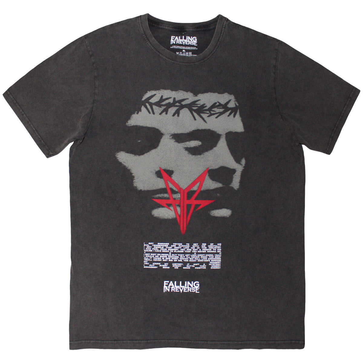 Falling In Reverse Unisex Stone Wash T-Shirt: Blur (Charcoal Grey)