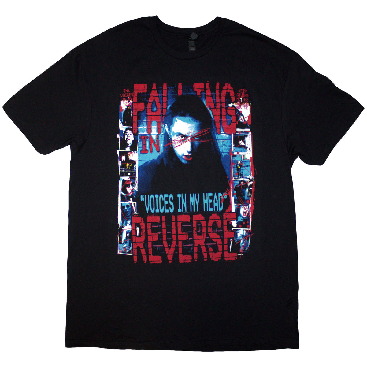 Falling In Reverse Unisex T-Shirt: Voice Collage (Black) (Back Print)