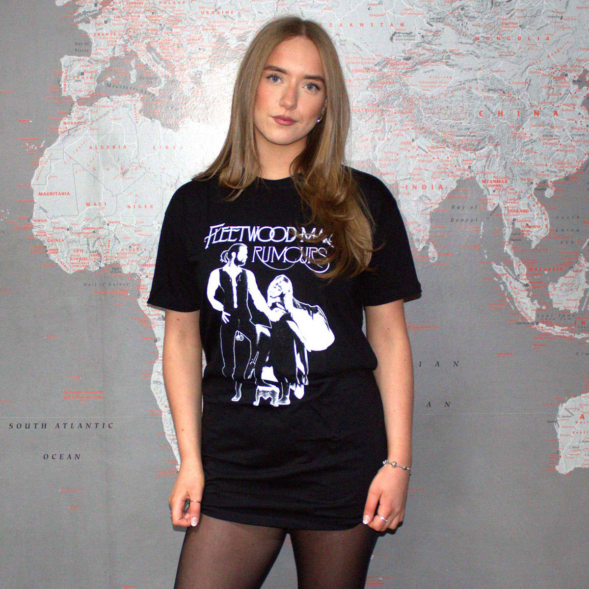 Fleetwood Mac Ladies T-Shirt Dress: Rumours (Black)