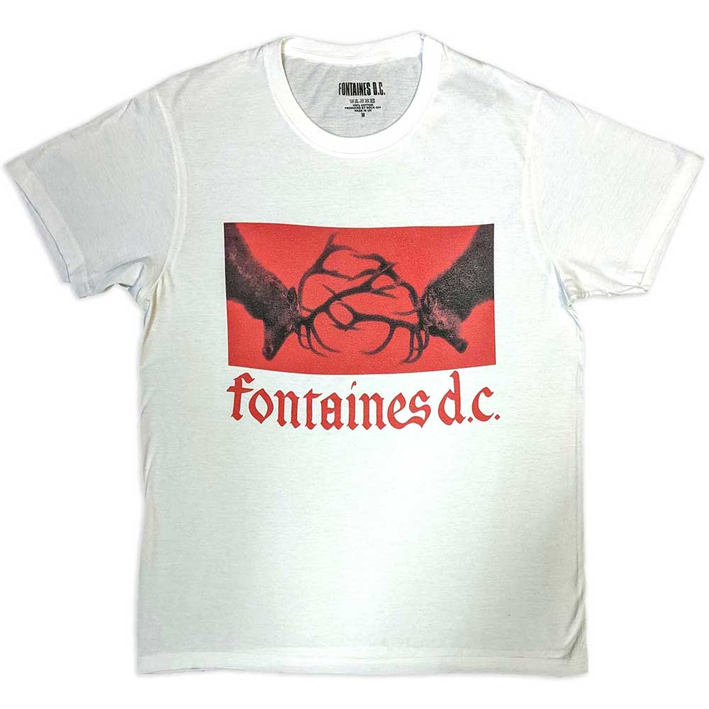 Fontaines D.C. Unisex T-Shirt: Clashing Stags (White)