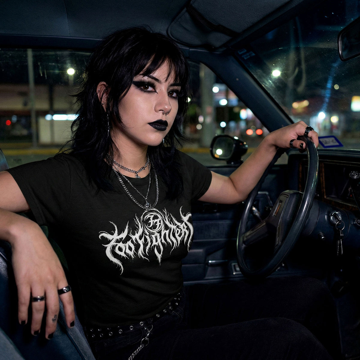 Foo Fighters Unisex Premium Carbon T-Shirt: Metal Logo (Black)