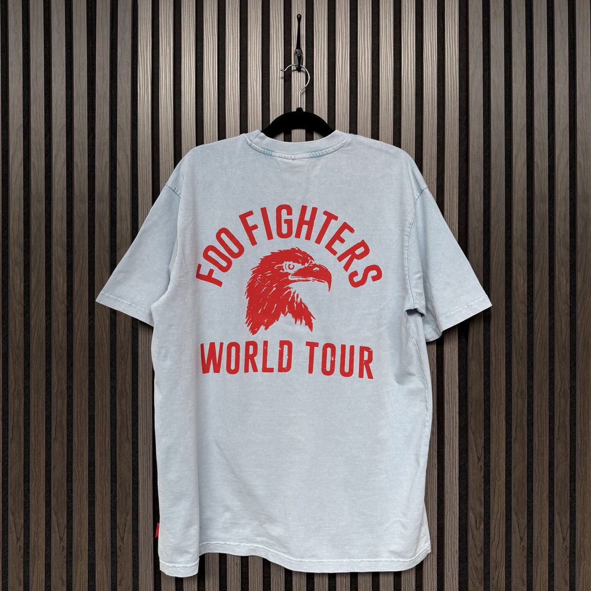 Foo Fighters Unisex Unplugged T-Shirt: Eagle World Tour (Light Blue) (Back Print)