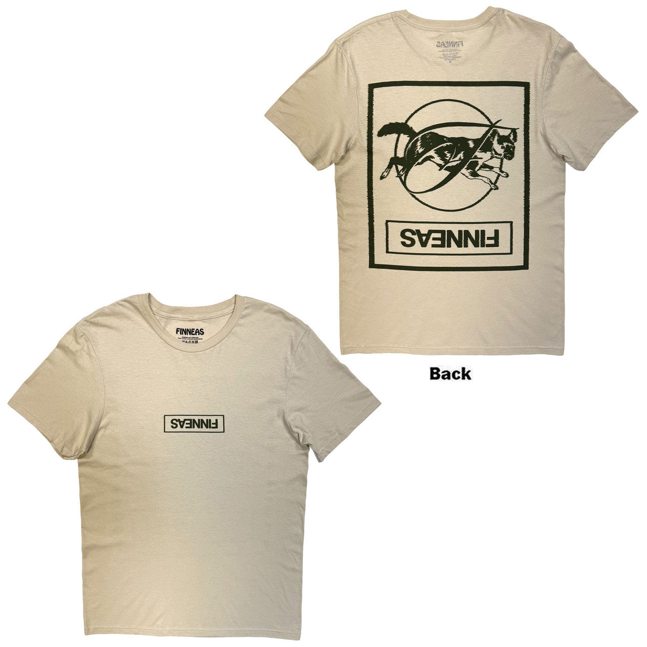 Finneas: Dog F&B Unisex T-Shirt (Sand) (Back Print)