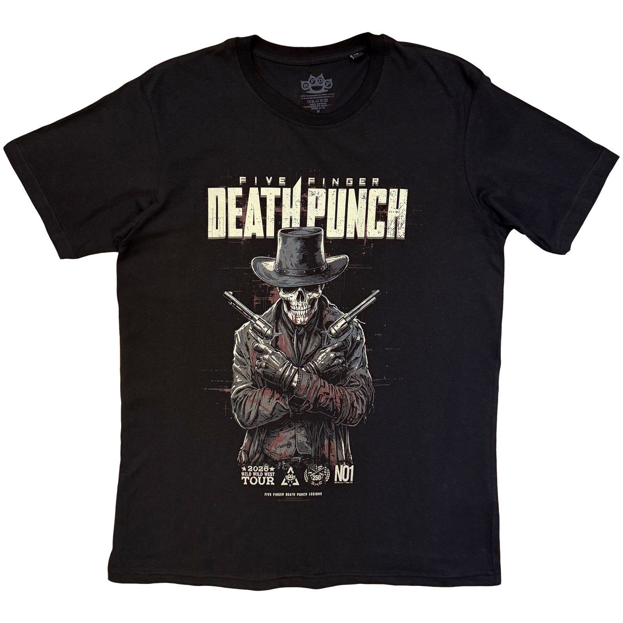 Five Finger Death Punch: Crossed Pistols Full Colour Unisex T-Shirt (Black)