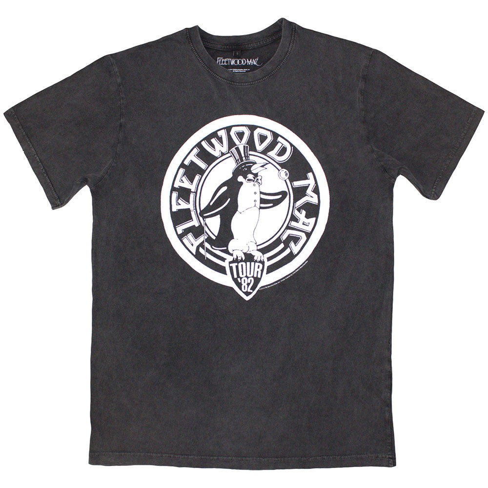 Fleetwood Mac: Tour '82 Penguin Unisex Stone Wash T-Shirt (Charcoal Grey)