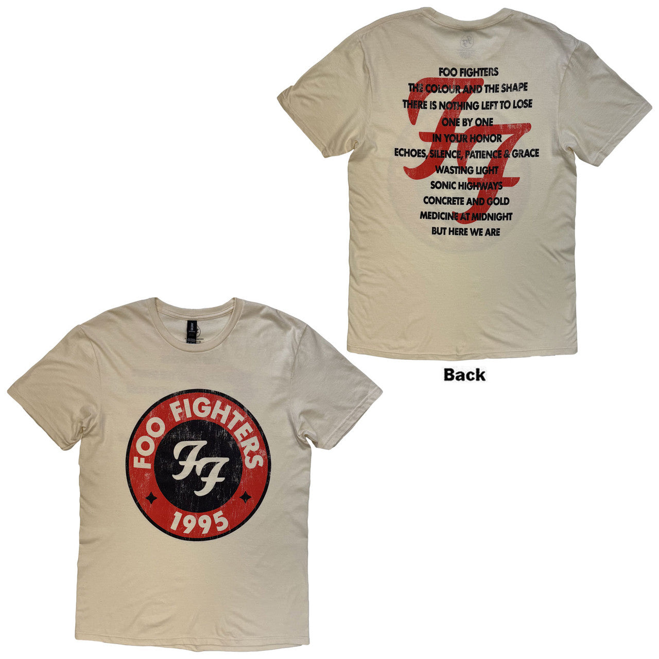 Foo Fighters: 1995-2025 Albums Unisex T-Shirt (Natural) (Back Print)