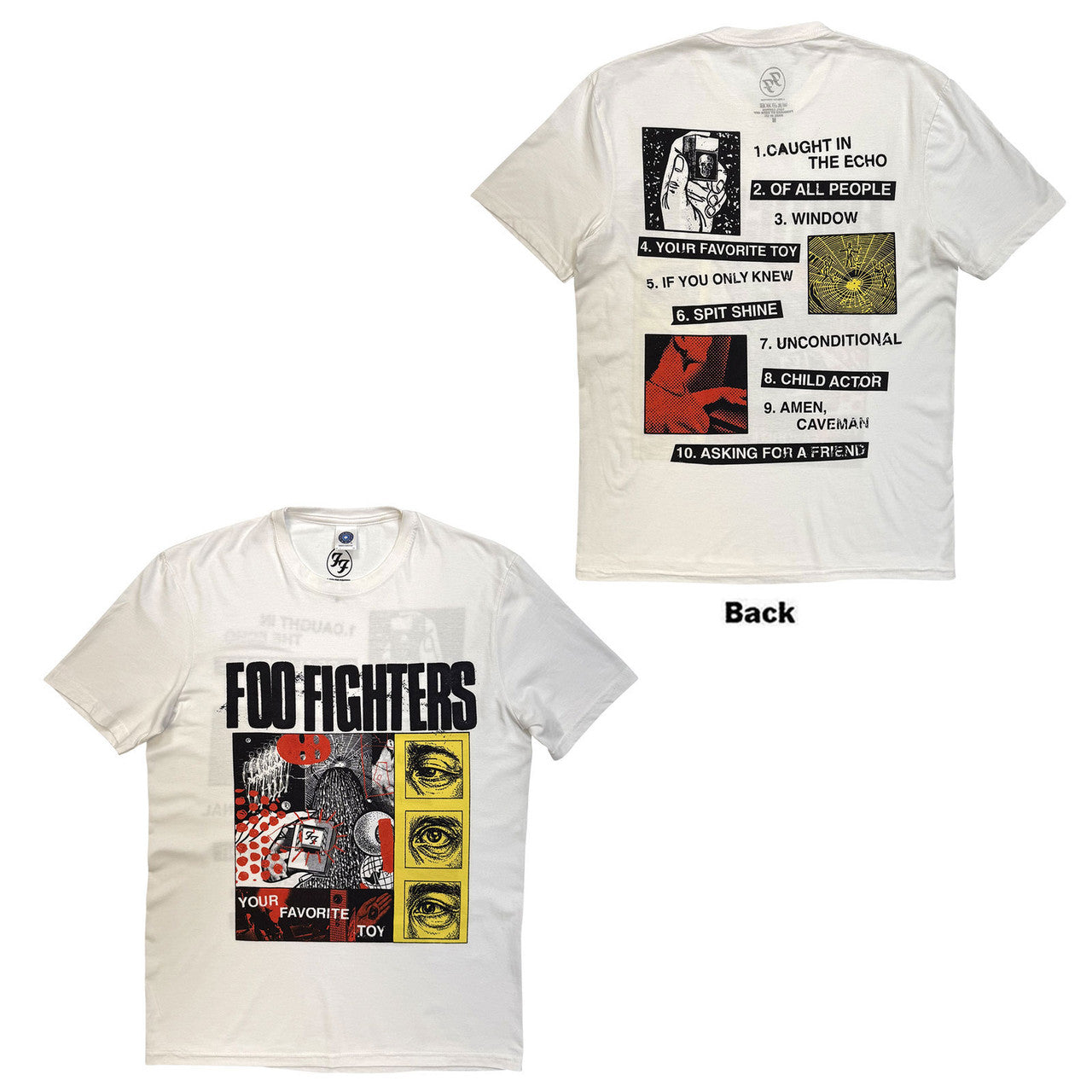 Foo Fighters: Your Favourite Toy Tracklist Unisex T-Shirt (White) (Back Print)