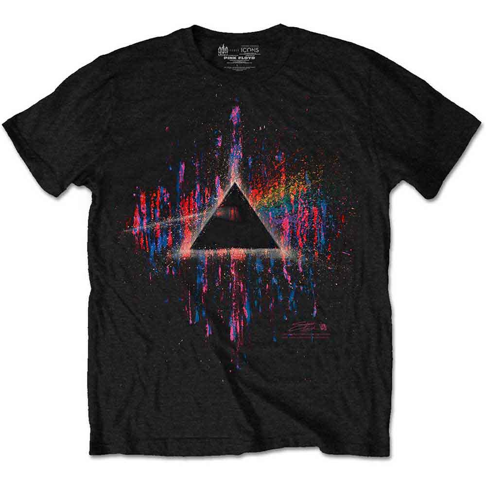 Pink Floyd Unisex T-Shirt: Dark Side of the Moon Pink Splatter (Black)