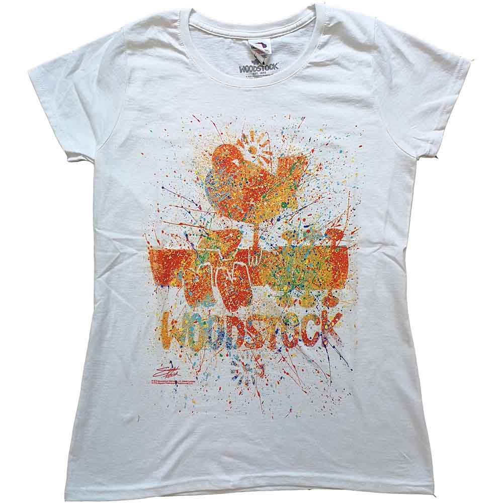 Woodstock Ladies T-Shirt: Splatter (White)
