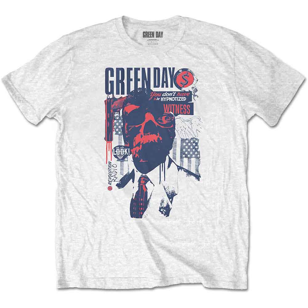 Green Day Unisex T-Shirt: Patriot Witness (White)
