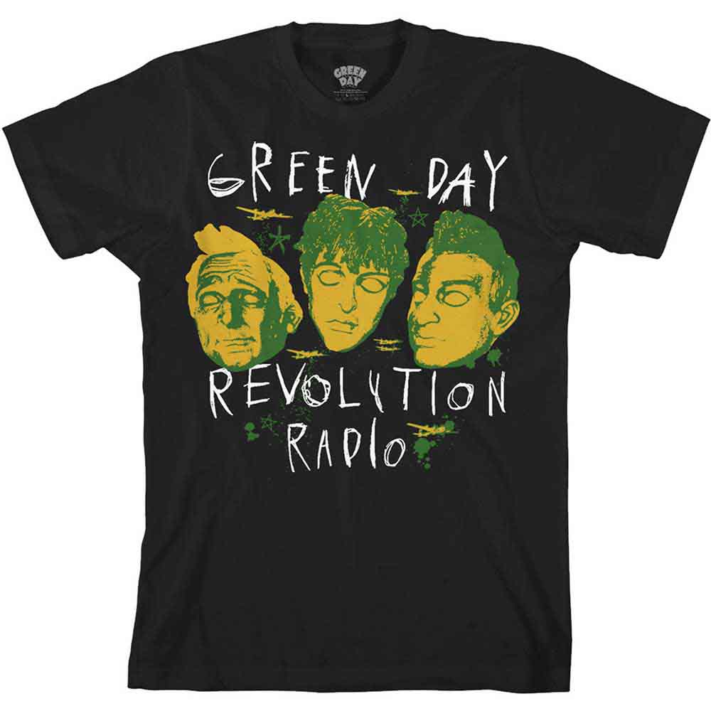 Green Day Unisex T-Shirt: Scribble Mask (Black)