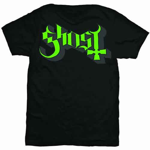 Ghost Unisex T-Shirt: Green/Grey Keyline Logo (Black)