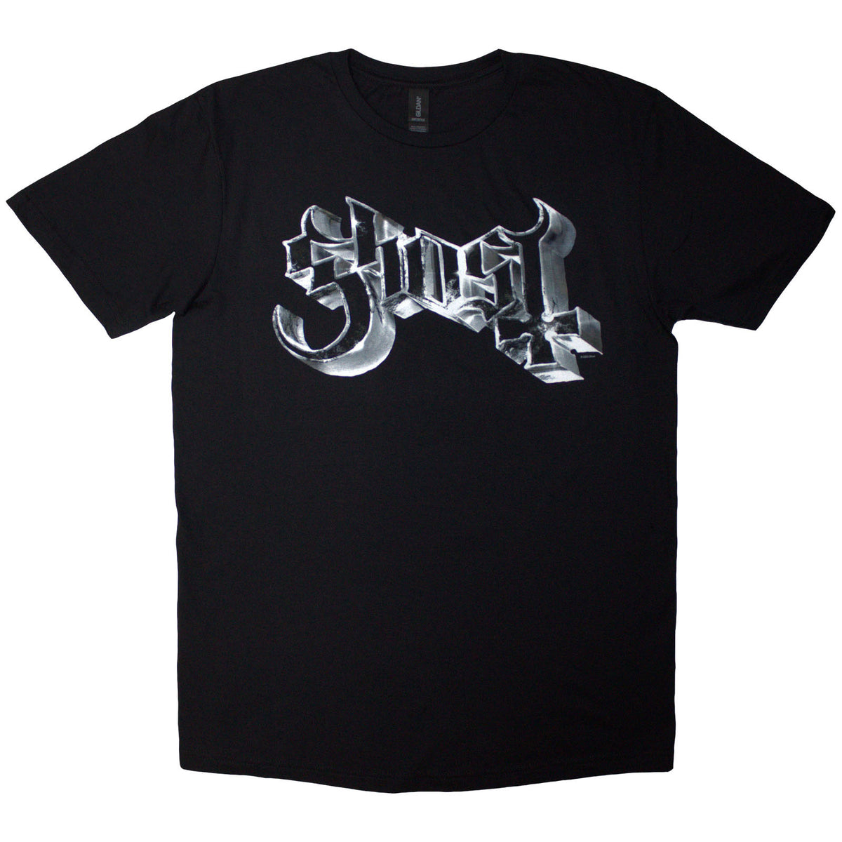 Ghost Unisex T-Shirt: Chrome Logo (Black)