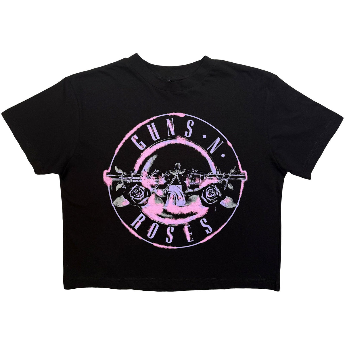 Guns N' Roses Ladies Crop Top: Pink Bullet (Black)