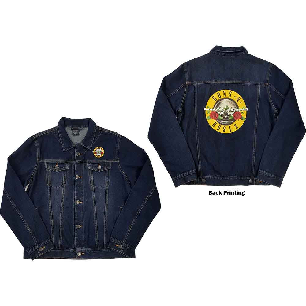 Guns N' Roses Unisex Denim Jacket: Classic Logo (Denim Blue) (Back Print)