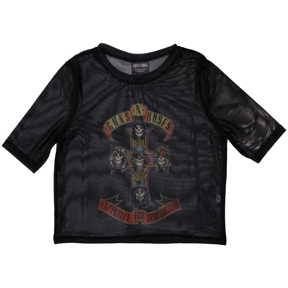 Guns N' Roses Ladies Mesh Crop Top: Appetite For Destruction (Black)
