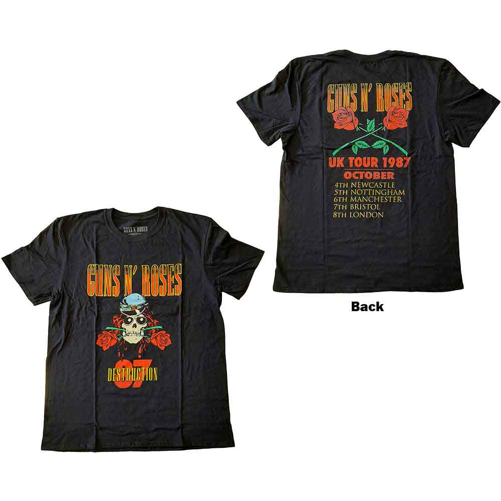 Guns N' Roses Unisex T-Shirt: UK Tour '87 (Black) (Back Print)