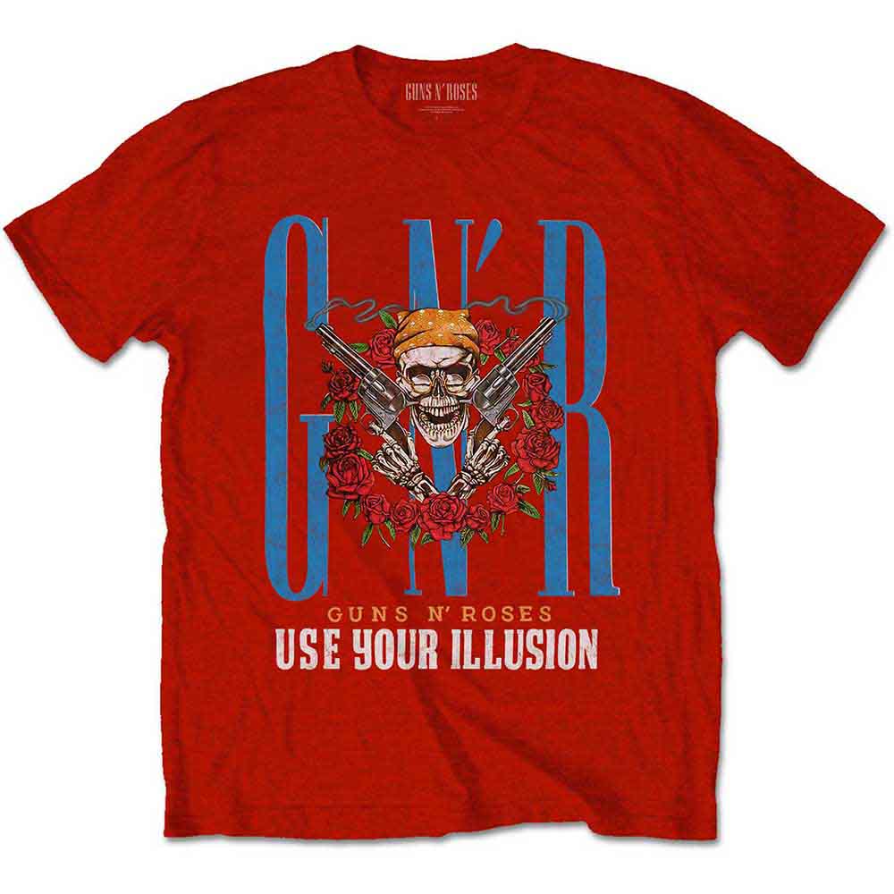 Guns N' Roses Unisex T-Shirt: Bandana Skull (Red)