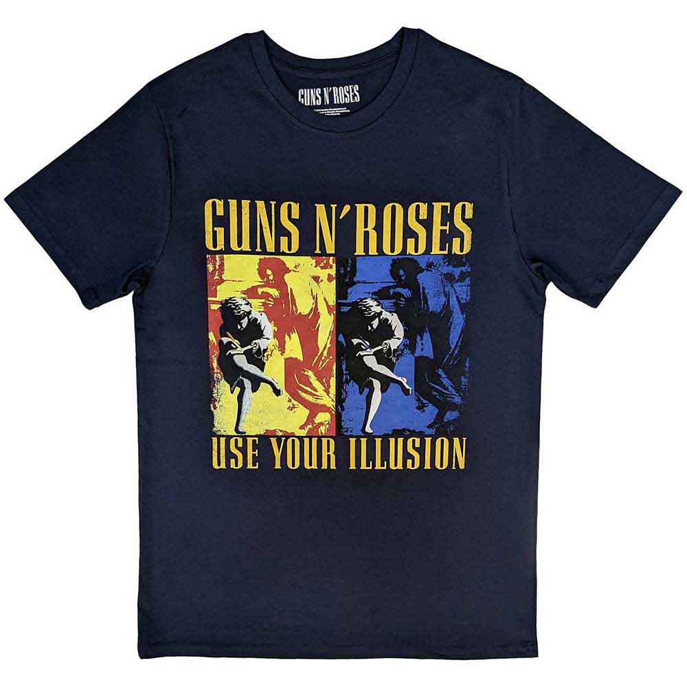 Guns N' Roses Unisex T-Shirt: Use Your Illusion Navy (Navy Blue)