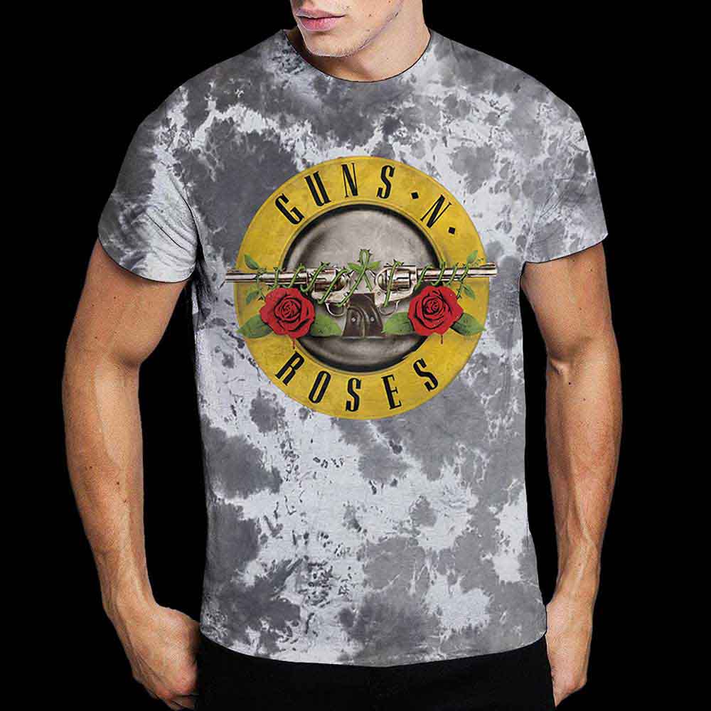 Guns N' Roses Unisex T-Shirt: Classic Logo (Dip-Dye On White) (Wash Collection)