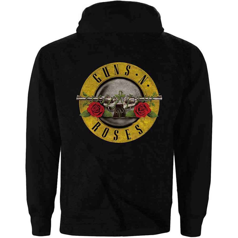 Guns N' Roses Ladies Zipped Hoodie: Classic Logo (Black) (Back Print)