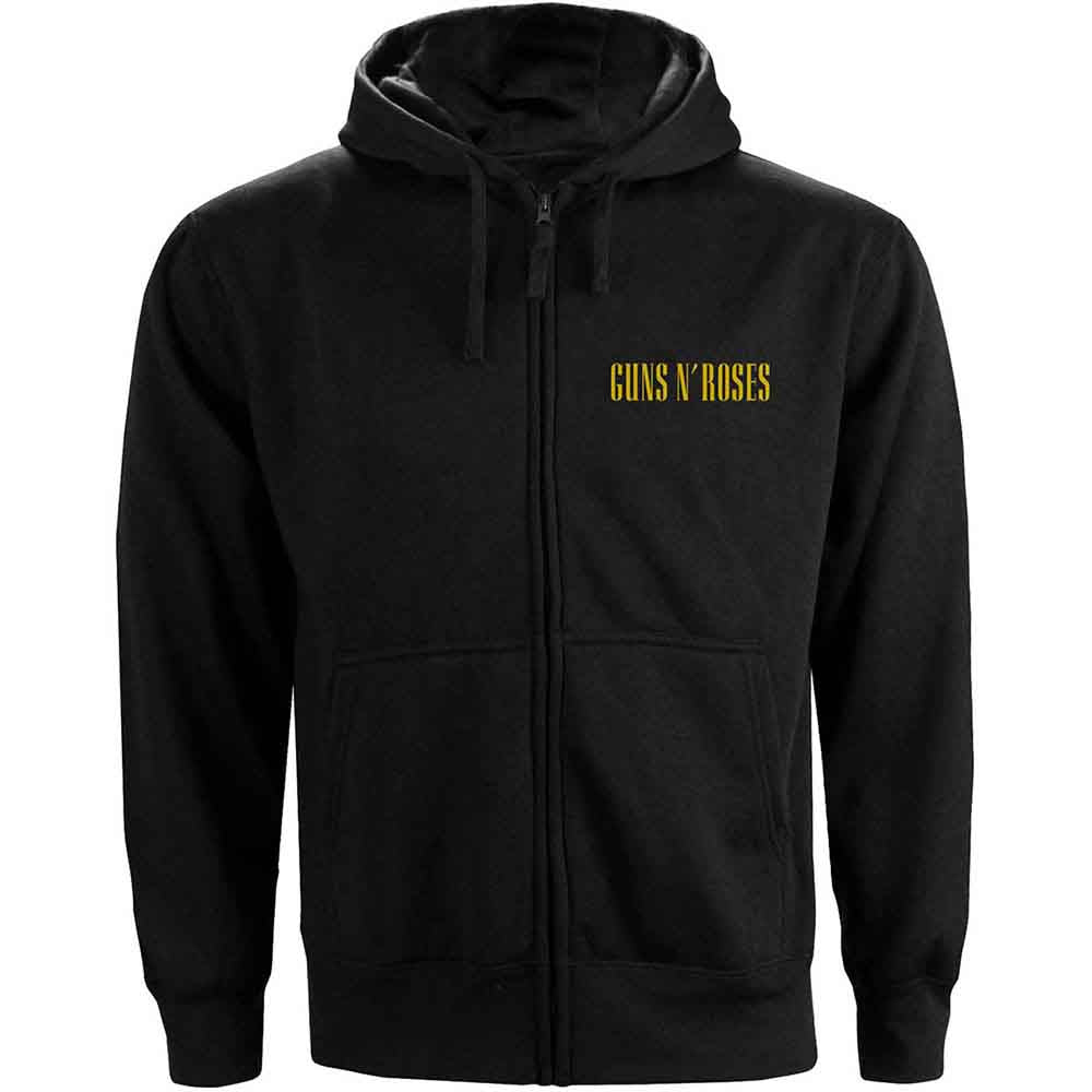 Guns N' Roses Ladies Zipped Hoodie: Classic Logo (Black) (Back Print)