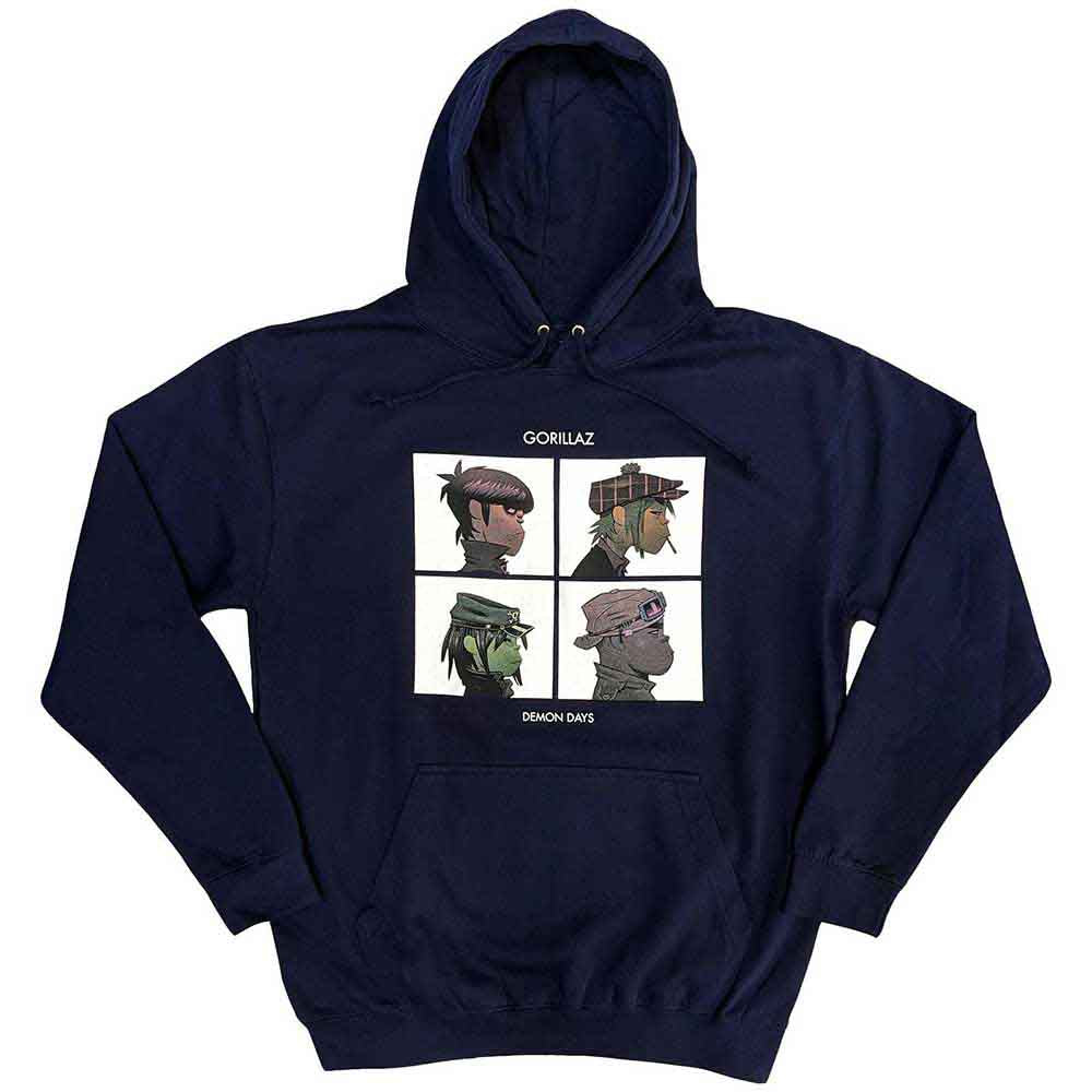Gorillaz Unisex Pullover Hoodie: Demon Days (Navy Blue)