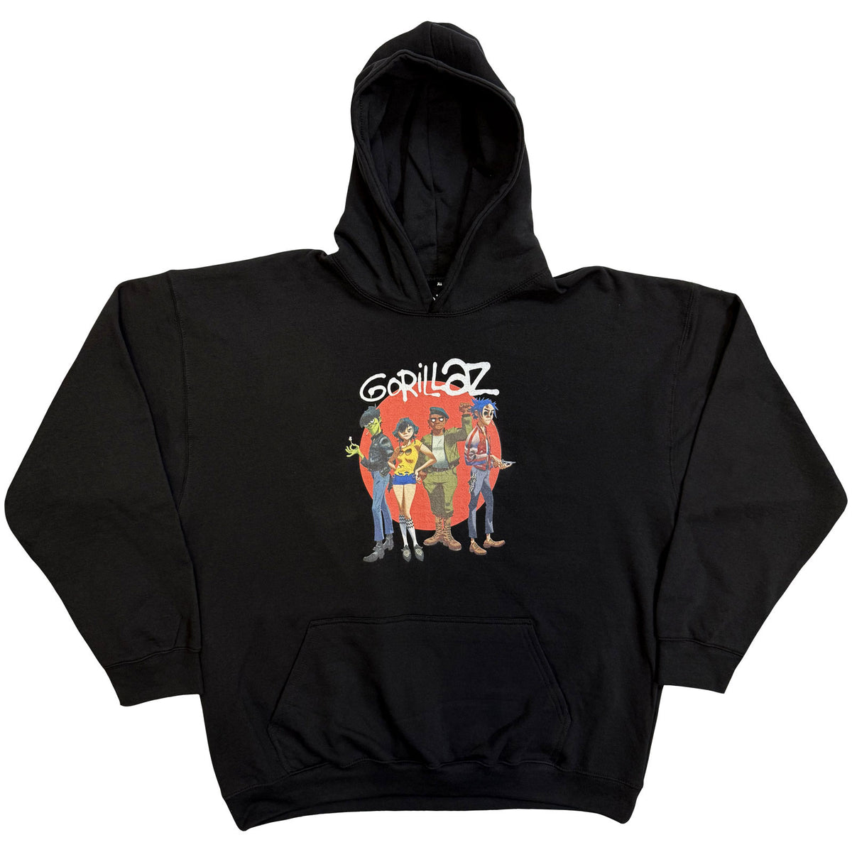 Gorillaz Unisex Pullover Hoodie: Group Circle Rise (Black)