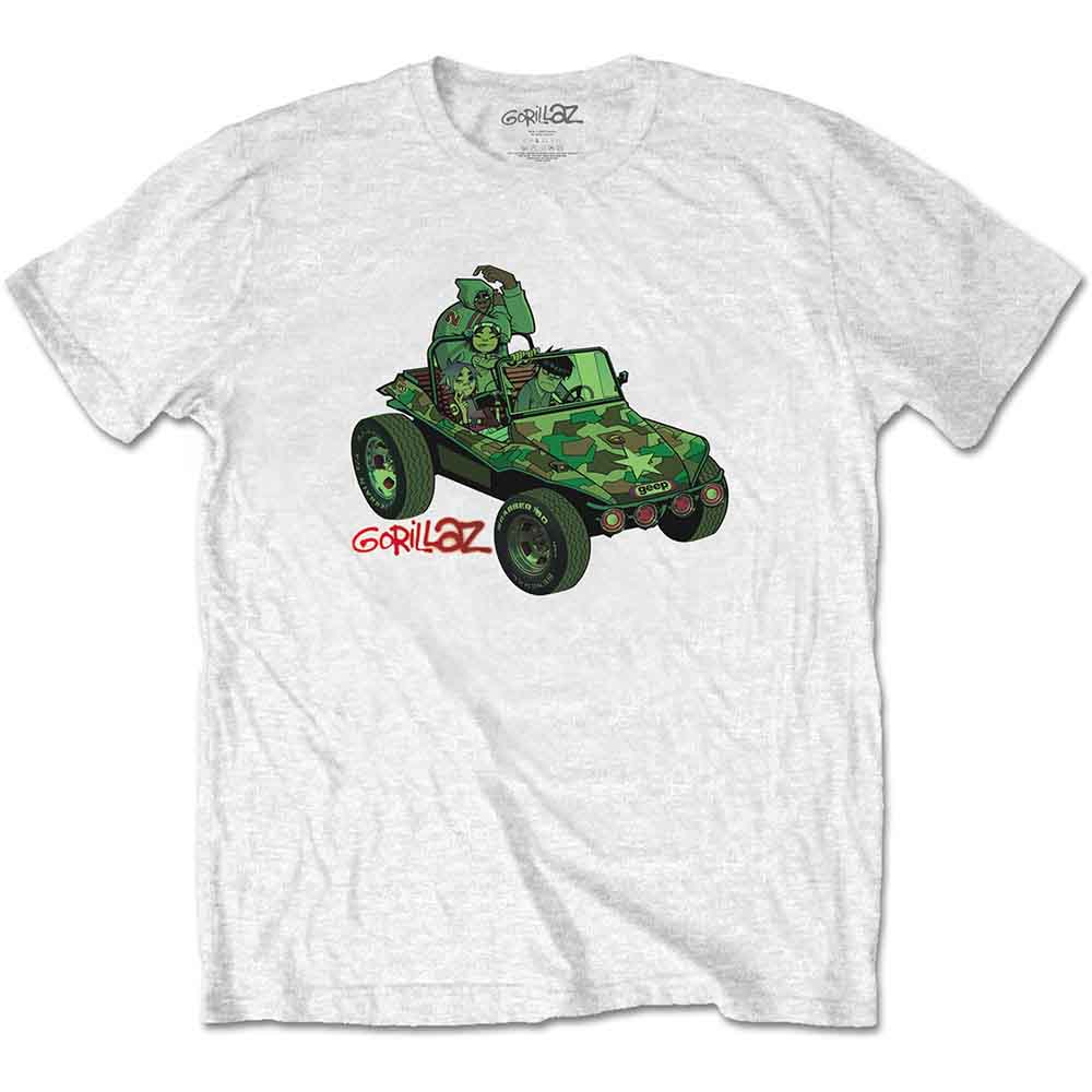 Gorillaz Unisex T-Shirt: Green Jeep (White)