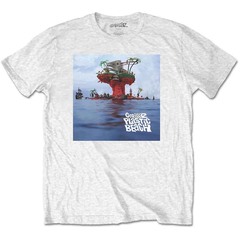 Gorillaz Unisex T-Shirt: Plastic Beach (White)