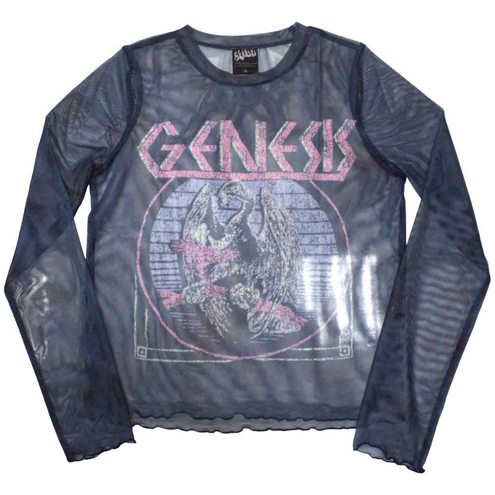 Genesis: Bird Hand Ladies Long Sleeve Crop Top (Navy Blue) (Mesh)
