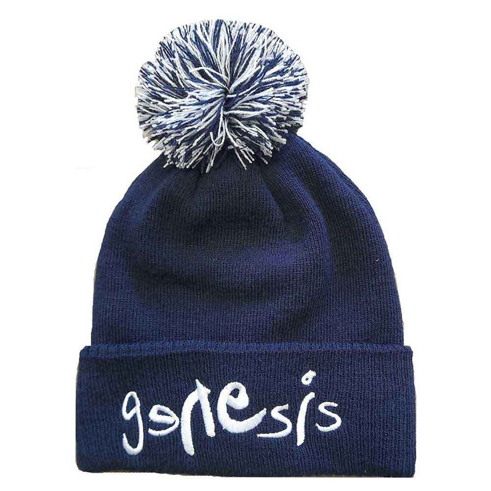 Genesis: Logo Unisex Bobble Beanie Hat (Navy Blue)