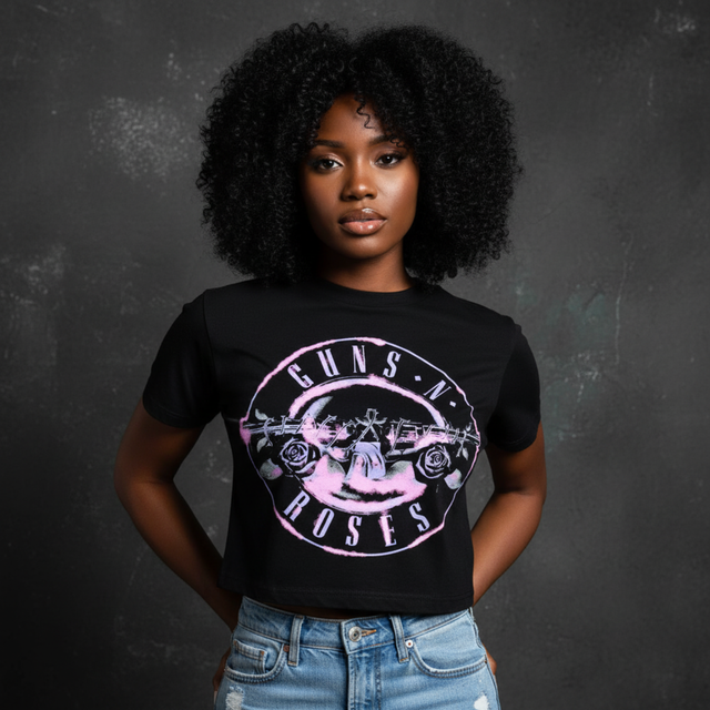 Guns N' Roses: Pink Bullet Ladies Crop Top (Black)